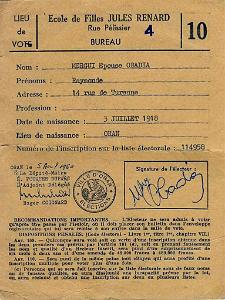 CARTE D ELECTEUR 1960 01